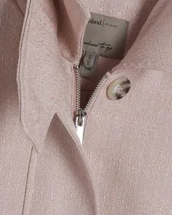 Pink Funnel Neck Bubble Hem Bomber Jacket