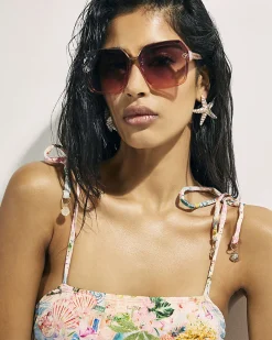 Pink Graphic Print Tie Strap Swimsuit