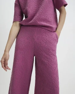 Pink Jacquard Wide Leg Trousers