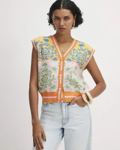 Pink Knitted Floral Waistcoat