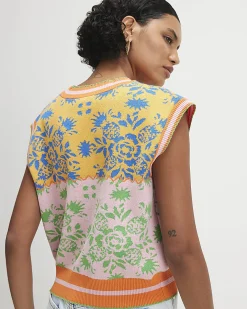 Pink Knitted Floral Waistcoat