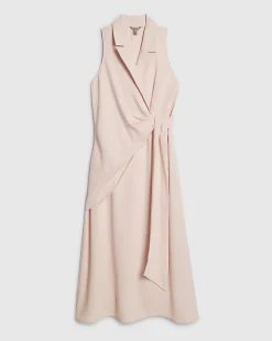 Pink Knot Front Wrap Midi Dress