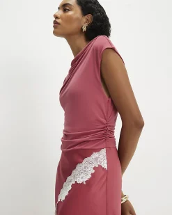 Pink Lace Hybrid Drape Maxi Dress