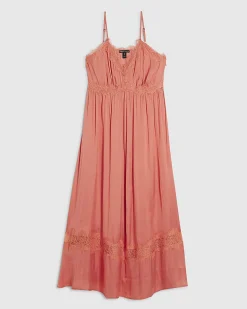 Pink Lace Slip Midi Dress