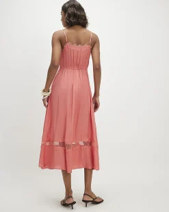 Pink Lace Slip Midi Dress