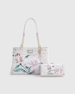 Pink Lilies Chain Tote Bundle Bag