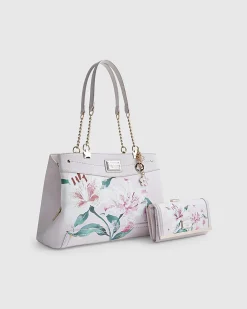 Pink Lilies Chain Tote Bundle Bag