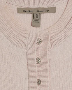 Pink Linen Blend Double Layer Knitted Vest