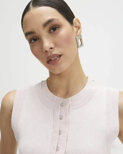 Pink Linen Blend Double Layer Knitted Vest