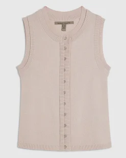 Pink Linen Blend Double Layer Knitted Vest