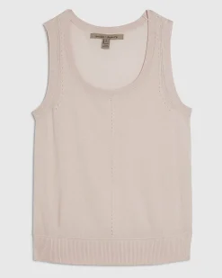 Pink Linen Blend Fine Knit Vest Top