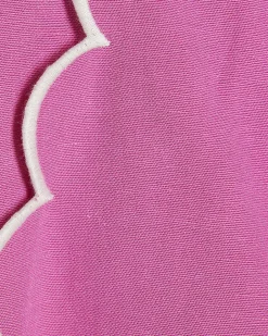 Pink Linen Blend Scallop Trim Shorts