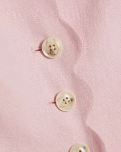 Pink Linen Blend Scallop Trim Waistcoat