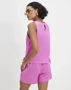 Pink Linen Blend Tank Top