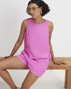 Pink Linen Blend Tank Top