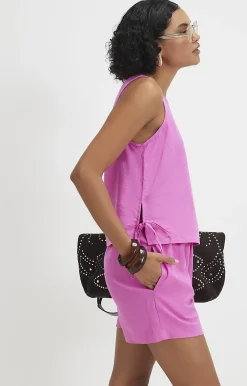 Pink Linen Blend Tank Top