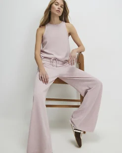 Pink Metallic Drawstring Wide Leg Trousers