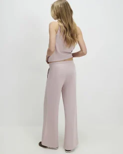 Pink Metallic Drawstring Wide Leg Trousers