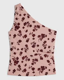 Pink One Shoulder Devore Top