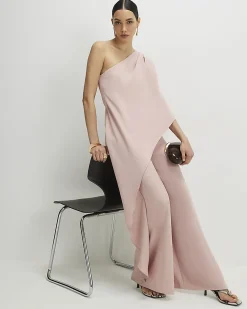 Pink One Shoulder Overlay Jumpsuit