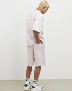 Pink Oversized Fit Lisiere Washed Shorts