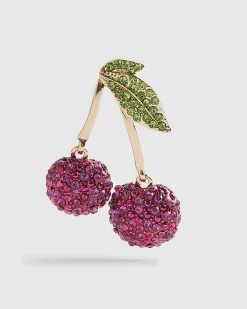 Pink Paved Cherry Drop Earrings