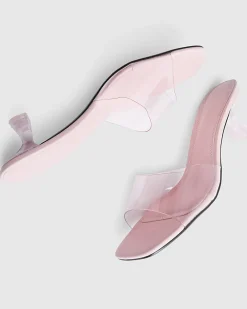 Pink Perspex Block Heel Sandals