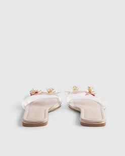 Pink Perspex Flower Flat Sandals