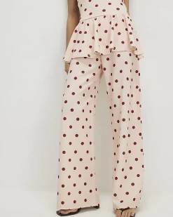 Pink Polka Dot Wide Leg Trousers