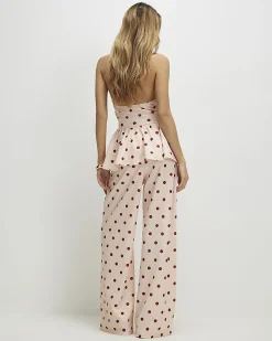 Pink Polka Dot Wide Leg Trousers