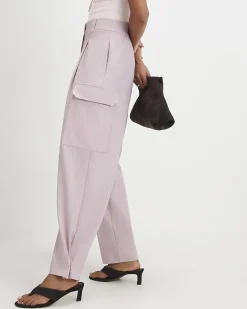 Pink Popper Cuff Detail Cargo Trousers