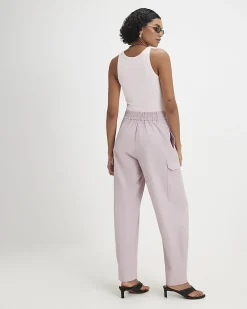 Pink Popper Cuff Detail Cargo Trousers