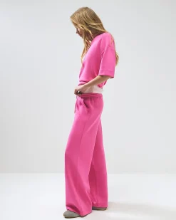 Pink Premium Drawstring Wide Leg Joggers