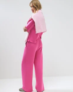 Pink Premium Drawstring Wide Leg Joggers