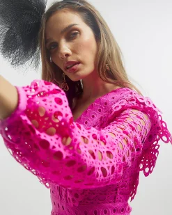 Pink Premium Lace Mini Dress