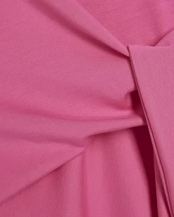 Pink Premium Short Sleeve Tie Side Midi Dress