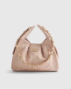 Pink Quilted Chain Handle Slouch Bag