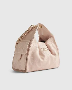 Pink Quilted Chain Handle Slouch Bag