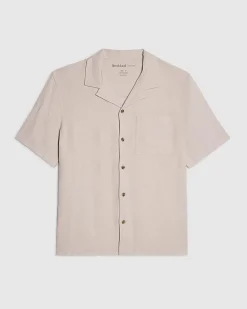 Pink Regular Fit Linen Blend Revere Shirt