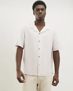 Pink Regular Fit Linen Blend Revere Shirt