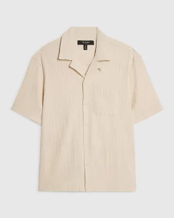 Pink Regular Fit Textured Short Sleeve Shirt