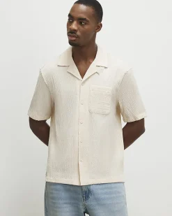 Pink Regular Fit Textured Short Sleeve Shirt