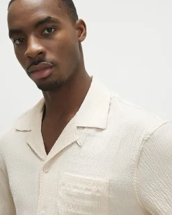 Pink Regular Fit Textured Short Sleeve Shirt