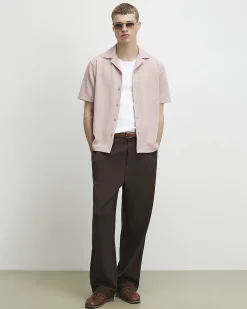 Pink Regular Fit Textured Shirt