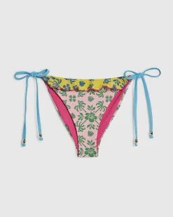 Pink Ruffle Frill Tie Side Bikini Bottoms