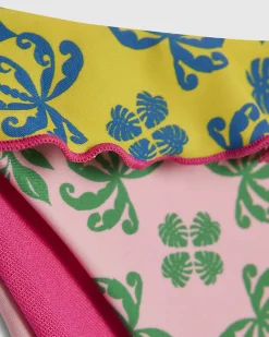 Pink Ruffle Frill Tie Side Bikini Bottoms