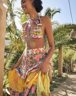 Pink Ruffle Frill Triangle Bikini Top