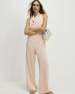 Pink Satin Halter Neck Top