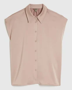 Pink Satin Short Sleeve Shirt