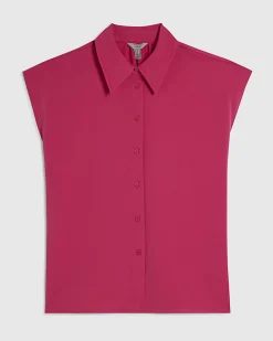 Pink Satin Short Sleeve Shirt